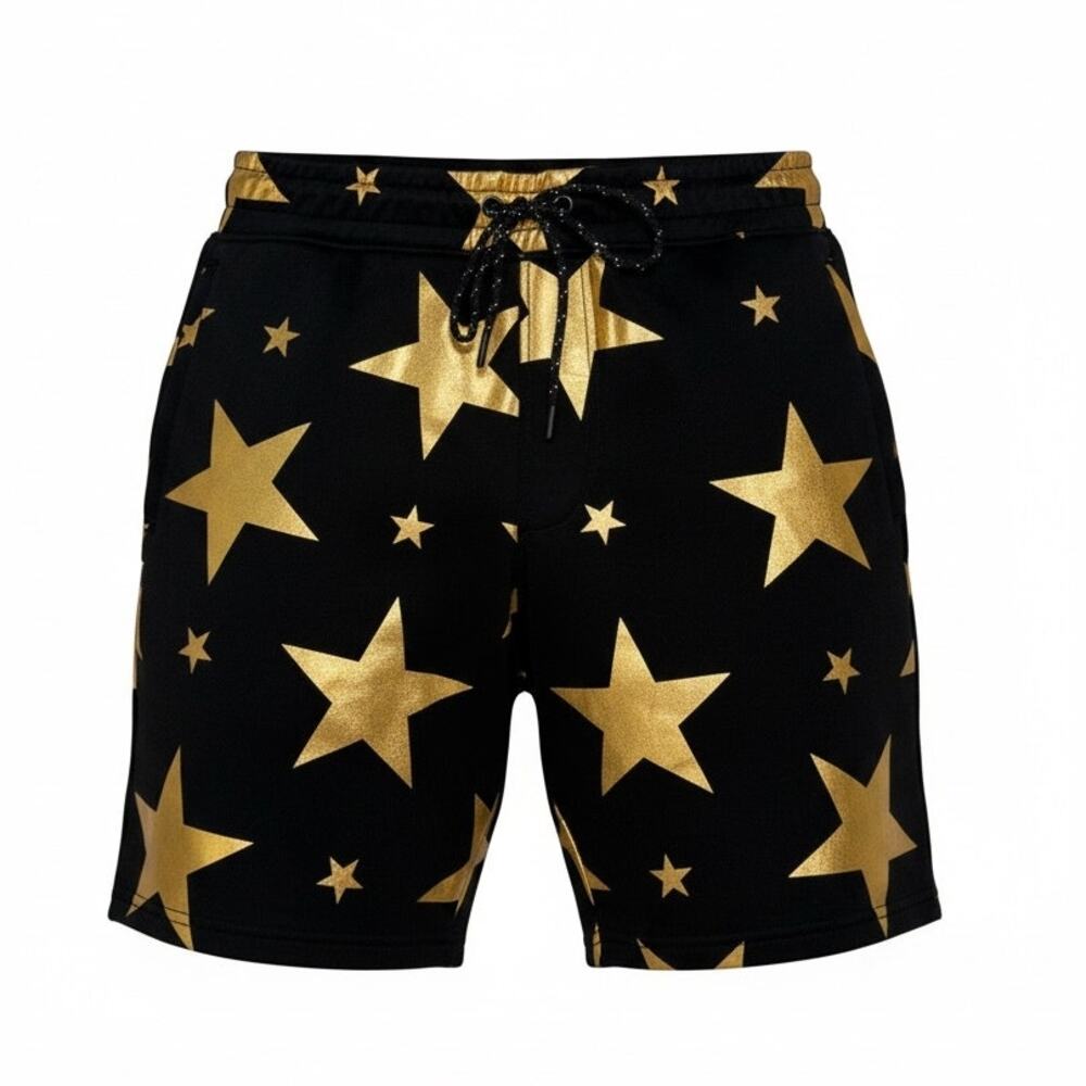 Men’s Size Small Black Gold Star Shorts Luxury Streetwear Designer Style